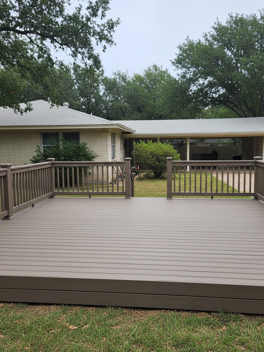 Omega Deck Co crew working on a home